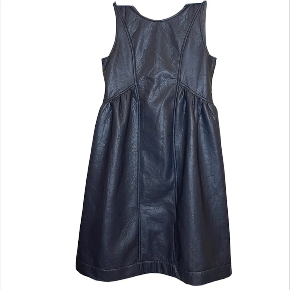 Minimal Girls PU Faux Leather Sleeveless Babydoll Dress Size 16 Youth